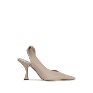 BY FAR Womens Beige Twisted Yasha Pointed Toe Flare Slip On Leather Slingback 41